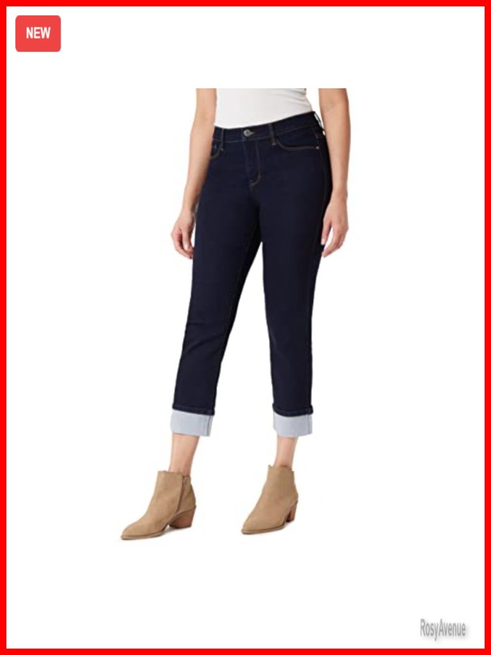 High-Rise Roll Cuff Ankle Skinny Jeans - Cotton Blend Stretch